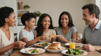 En familie som nyter kvalitetstid sammen, med en hint av en pakke eller tjenestebunt i bakgrunnen