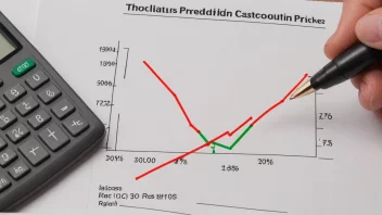 En graf som viser endringene i priser over tid, med en kalkulator og en penn i forgrunnen.