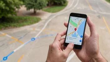 En person som bruker en GPS-sporingsapp på sin smarttelefon.