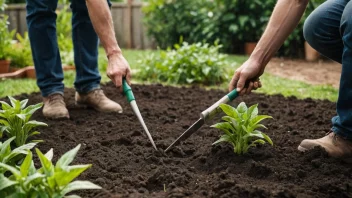 En fruktbar jord med frodige grønne planter som vokser.