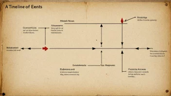 En tidslinje med hendelser og piler som kobler hver hendelse sammen.