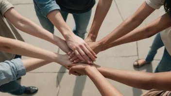 En gruppe mennesker som viser solidaritet ved å holde hender i en sirkel.