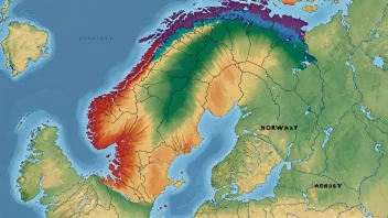 Et kart som viser bosetningstetthet i Norge