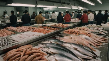 Et fiskeforsalg med et stort utvalg av ferske fisk og sjømat