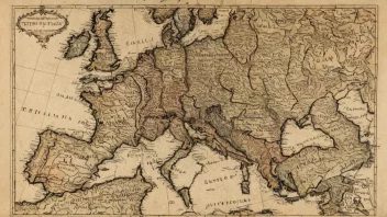 Et gammelt kart over Gallia, med territoriene til dagens Frankrike, Belgia, Sveits og Nord-Italia fremhevet.