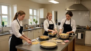 En husholdningslærerhøgskole i Norge, hvor studenter lærer å lage mat og bake.