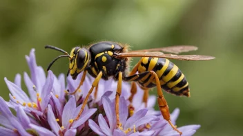 En veps på en blomst i en hage.