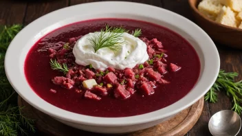 En deilig og næringsrik skål med borsch-suppe