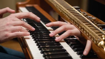 En persons hender som spiller et musikkinstrument, med fokus på fingrene og deres bevegelser.