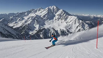 En skiløper i aksjon, som svinger gjennom en slalåmport på et snødekt fjell.