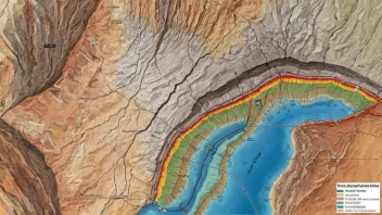 Et geologisk forkastningskart som viser hvordan jordskorpen har beveget seg.