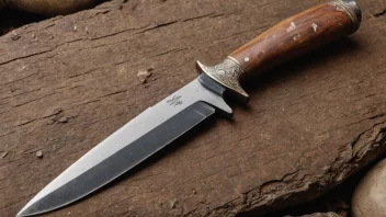 En flintkniv med en steinblad og et trehåndtak.