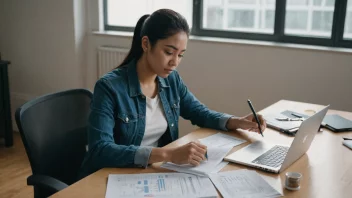 En person som lager en testplan på en laptop