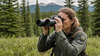 En person på en guidet rovdyratur, som observerer ville dyr i deres naturlige habitat.