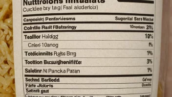 En matvareetikett med en liste over ingredienser og næringsstoffer.