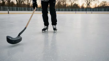 En person som spiller bandy på en isbane.