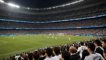 Et spennende bilde av et stadion fylt med begeistrede tilskuere, som fanger intensiteten i en turneringsfinale.