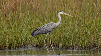 En stork med lang nebb og lange ben.