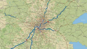 Et kart over Nottinghamshire, England, som viser byene, landsbyene og landskapet.