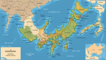 Et kart over Honshu, Japans største øy.