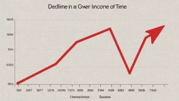 En graf som viser en reduksjon i inntekt over tid.