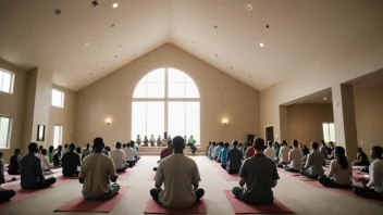 Et tilbedelsessenter med en fredelig atmosfære, hvor mennesker kan komme sammen for å tilbede og meditere.