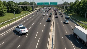 Trafikkovervåkingssystem med kameraer og sensorer langs en motorvei.