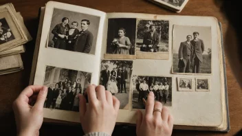 En person som utforsker sin families historie gjennom et fotoalbum.