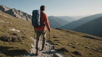 En fjellgåer i fjellet med fjellgåingsutstyr