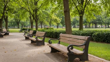 Et sitteområde i en park med benker og en fin utsikt