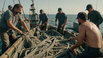 Fiskere som samarbeider på en fiskebåt