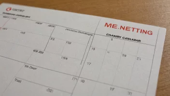 Et møtekort med en kalender i bakgrunnen