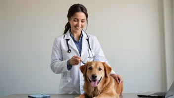 En veterinær undersøker en hund.