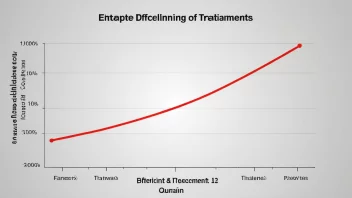 En graf som viser effektiviteten til ulike behandlinger.