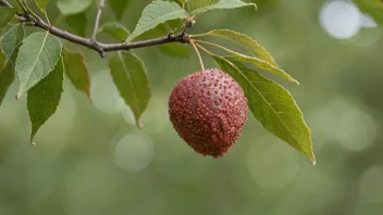 Et nærbilde av en moden, rød alme