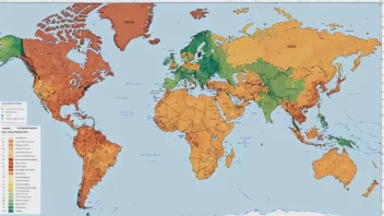 En temakart med en nøkkel som forklarer de forskjellige fargene og symbolene som brukes til å representere ulike data.