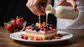 En dessertfyll blir hellet inn i en dessertskål.