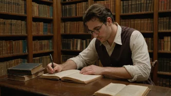 En historiker eller forsker som studerer fortiden i et bibliotek eller museum.