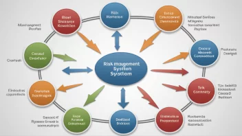 En illustrasjon av et risikohåndteringssystem, med ulike komponenter og prosesser merket.