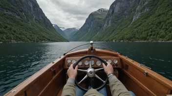 En person som styrer en båt i norske fjorder.