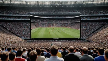 En TV-skjerm som viser en fotballkamp i sanntid.