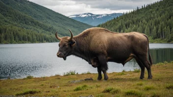 En vannokse i sin naturlige habitat i Norge.