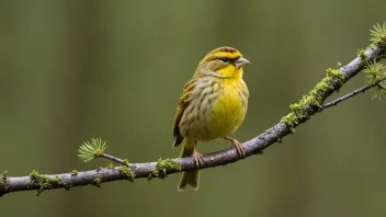 En gulsparv sitter på en gren i en norsk skog.