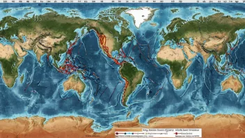 Et bilde av en jordskjelvsone med jordskjelv og tektoniske plater.