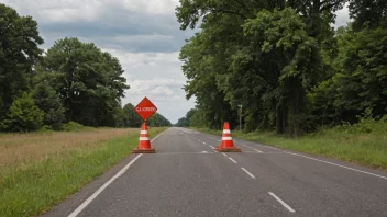 En veistengning på en stor motorvei med en omkjøringskilt som dirigerer trafikken til en alternativ rute.