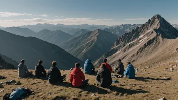 En gruppe mennesker som deltar i et fjellarrangement.