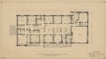 En bygningsplan med detaljerte arkitektoniske tegninger