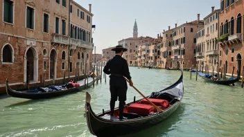 En gondolbåtfører i en tradisjonell veneziansk setting.