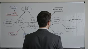 En person i dress står foran en whiteboard med et risikohåndteringsdiagram, som viser driftsrisikoene i en bedrift.