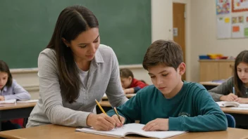 En lærer og en elev som arbeider sammen i et klasserom.